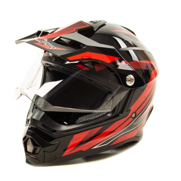 Шлем мото мотард HIZER B6196-1 #4 (S)  black/red