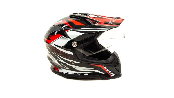 Шлем мото мотард HIZER B6197-1 #2 (L)  black/red/white