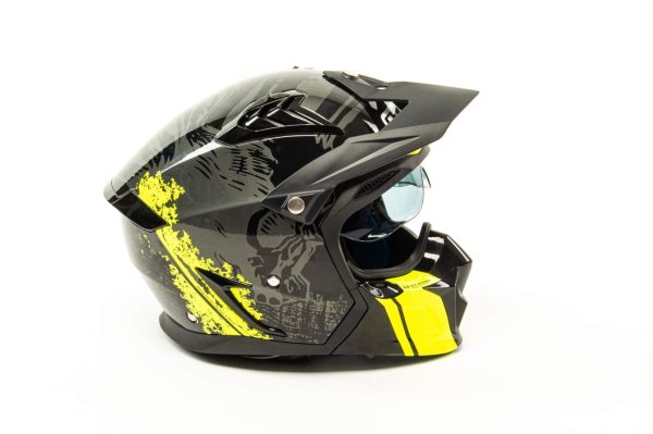 Шлем мото мотард GTX 690 #2 (XL) BLACK/FLUO YELLOW GREY