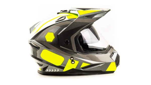 Шлем мото мотард HIZER J6802 #1 (M) gray/lemon (2 визора)