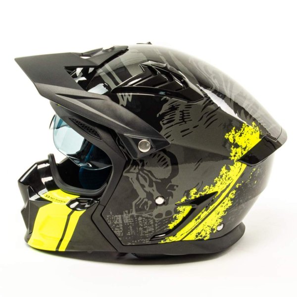 Шлем мото мотард GTX 690 #2 (S) BLACK/FLUO YELLOW GREY